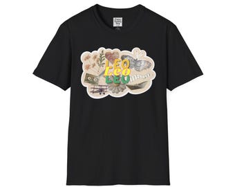 Leo Zodiac Collage T-Shirt | Astrology, Money & Butterfly Graphic | Leo Season | Leo birthday Shirt Retro Vintage shirt