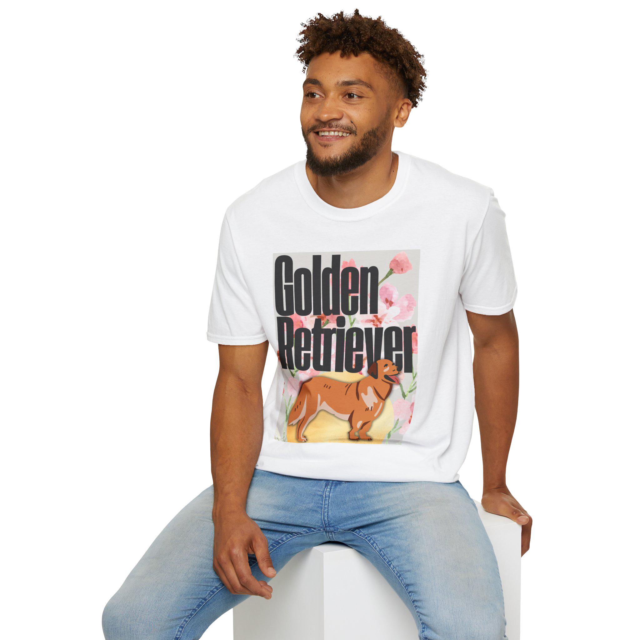 Golden Retriever Illustration T-shirt | Floral Dog Graphic Tee - Etsy