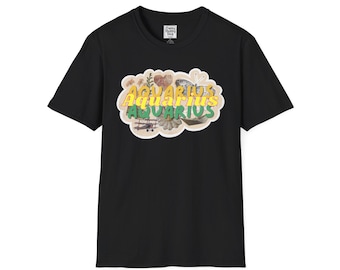 Aquarius Retro Bubble Text T-Shirt | Zodiac Water Bearer Tee | Aquarius season Shirt | Aquarius Birthday Shirt