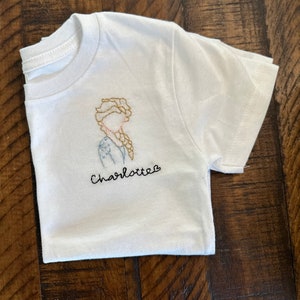 Hand Embroidered Princess Name T-Shirt, Elsa Inspired Shirt, Cinderella Inspired Shirt, Little Mermaid Inspired Shirt, Crown or Tiara Shirt