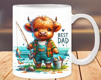 Fishing Dad Mug Wrap, Fisherman Mug, 11oz and 15oz, Father's Day Mug, Sublimation Design, Mug Template, Digital Download PNG