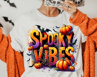 Spooky Vibes Png, Halloween Png, Spooky Season Png, Retro Halloween Png, Halloween Vibes Png, Halloween Shirt png, Sublimation Designs
