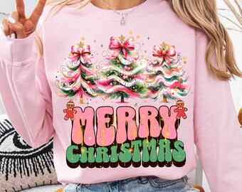 Coquette Christmas Tree Png, Coquette Colorful glitter Christmas Tree png, Girly Christmas Png, Merry Christmas Coquette Bow Png