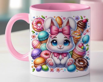 Easter Bunny Mug Wrap 11oz and 15oz, Easter Mugs, Cute Easter Mug, Easter Mug Template, Sublimation Designs, Digital Download PNG