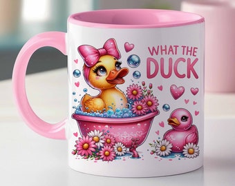 Kubek What the Duck Wrap, Sassy Mug Wrap, Sarkastyczny projekt sublimacji kubka, Zabawny kubek z gumową kaczką, 11 uncji i 15 uncji, Pobieranie cyfrowe, Pliki PNG