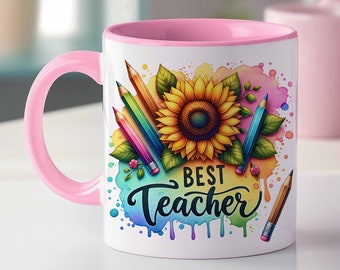 Best Teacher Mug Wrap, Teacher Mug, Teacher Appreciation Mug, Back To school Mug, 11oz and 15oz, Sublimation Design, Digital Download PNG