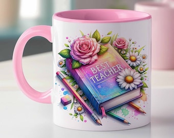Best Teacher Mug Wrap, Teacher Mug, Teacher Appreciation Mug, Back To school Mug, 11oz and 15oz, Sublimation Design, Digital Download PNG