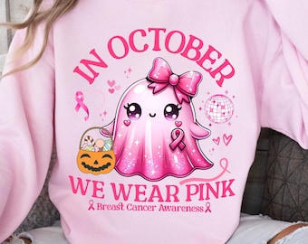 In ottobre indossiamo il rosa PNG, Consapevolezza del cancro al seno PNG, Fantasma del cancro PNG, Nastro rosa del cancro PNG, Consapevolezza di ottobre PNG, Cancro PNG