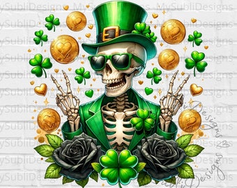 Funny St Patricks png, St Patricks Skeleton png, St Patricks Day Skull png, St Patrick's Day png, Sublimation Designs, Digital Download