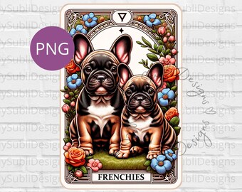 Frenchies Tarot Card Png, Tarot Dog png, French Bulldog png, Tarot Card Dogs, French Bulldog Card png, Trendy Shirt png, Digital Download