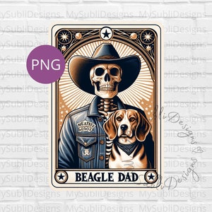Beagle Dad Tarot Card Png, Tarot Dog png, Beagle png, Tarot Card Dogs, Skeleton Tarot Card png Modna koszulka png, Pobieranie cyfrowe