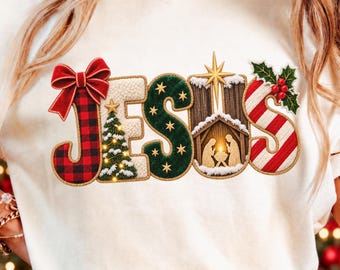 Jesus PNG, Jesus Nativity Png, Christmas Lettering Png, Jesus Christmas Shirt Design, Jesus Christmas Sublimation, Digital Download