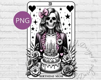 Geburtstag Mama Tarot Karte Png, Tarot Karte Png, Tarot Karte Schädel, trendiges Shirt Png, Geburtstag Mama Png, Sublimation Design digitaler Download