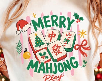 Merry Mahjong PNG, Christmas Mahjong Png, Mahjong Tiles Png, Mahjong Shirt Design, Christmas Sublimation Design, Digital Download