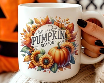 Gruselige Saison Becherverpackung, Kürbisbecherverpackung, Herbst Vibes Tasse, 11 Unzen 15 Unzen, Herbst Sublimationsdesign, digitaler Download, Herbst Vibes PNG