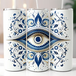 Onda ögat Tumbler Wrap Slim 20oz, Turkiskt onda ögat, mystiska tumblers, sublimeringsdesign, direktnedladdning PNG
