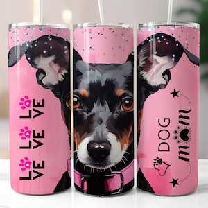 Envoltura de vaso de mamá de perro, envoltura de vaso rosa, diseño de sublimación delgada de 20 oz, amantes de los perros, vaso de mamá png, regalo de mamá de perro, vaso de mamá de perro PNG