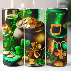 Patricks Day Tumbler Wrap 20oz Skinny Tumbler, St Patricks Day Clovers, Shamrock Tumbler Wrap, Sublimation Design, Digital Download PNG