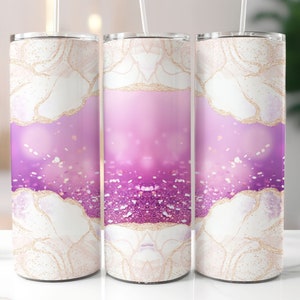 Agate Tumbler Wrap 20oz Skinny Tumbler, Purple Glitter Tumbler, Pink Marble Tumbler, Sublimation Design, Seamless Pattern PNG