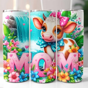 Mom Tumbler Wrap, Mom Cow Tumbler, Cow Mothers Day Sublimation Design, Mothers Day Wraps for 20 oz Skinny Tumblers, Digital Download PNG
