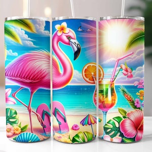 Summer Flamingo Tumbler Wrap, Summer Flamingo png, Summer Tumbler Wrap, 20oz Skinny Tumbler, Sublimation Design, Digital Download, PNG Files