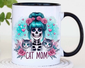 Cat Mom Mug Wrap, Funny Skeleton Mug, Cat Lovers Mug Wrap, Cat Mom Coffee Mug,  Sublimation Design, Instant Digital Download, PNG Files