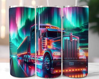 Truck Tumbler Wrap, Truck Driver Tumbler, Big Rig Trucker, 20oz Skinny Tumbler, Semi Truck Tumbler, Sublimation Design, Digital Download PNG