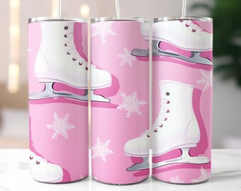 Ice Skates Tumbler Wrap 20oz, Seamless Pattern, Christmas Sublimation Design, Ice Skates Christmas, Instant Digital Download PNG