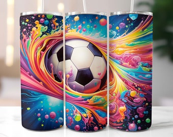 Soccer Ball Tumbler Wrap, 20oz Skinny Tumbler, Soccer Tumbler Design, Football Tumbler Design, Kids Tumblers, Sublimation Design, Png Files