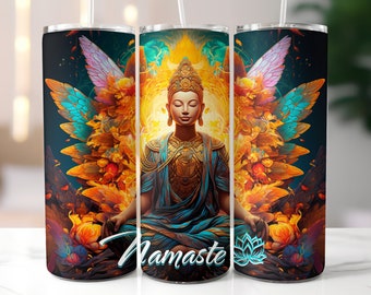 Buddha Namaste Tumbler Wrap Skinny 20oz, Yoga Life, Meditation Tumbler, Mindfulness  Digital, Yoga Pose, Sublimation Design, PNG
