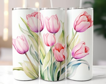 Tulips Tumbler Wrap 20 oz, Sublimation Design, Flowers Sublimation Design, Floral Tumbler Wrap, Digital Download Png, Straight and Tapered