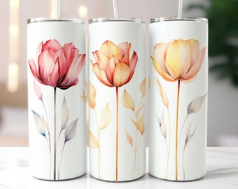 Tulips Tumbler Wrap 20 oz, Dried Flowers Tumbler, Sublimation Design, Flowers Sublimation Design, Floral Tumbler Wrap, Digital Download Png