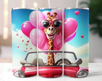 Giraffe with Sunglasses Tumbler Wrap, Funny Tumblers, Cute Wraps, 20oz Skinny Tumbler, Sublimation Design, Digital PNG Files