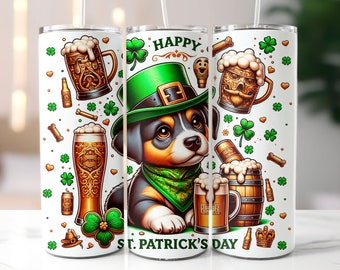 Dog St Patricks Day Tumbler Wrap, St Patricks Dogs, Happy Patricks Day, 20oz Skinny Tumbler, Sublimation Design, Digital Download, PNG Files