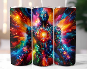 Robot Tumbler Wrap 20oz Skinny, Kids Tumblers, Tumbler Wrap for Boys, Robot Tumbler PNG, Sublimation Design, Digital Download