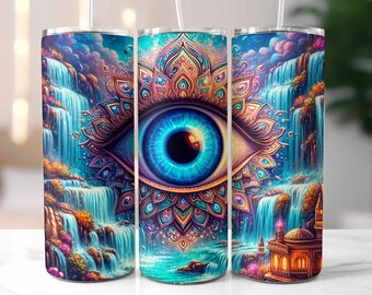 Turkish Evil Eye Tumbler Wrap Skinny 20oz Tumbler, Evil Eye Tumbler, Mystical Tumblers, Sublimation Design, Digital Download Download PNG