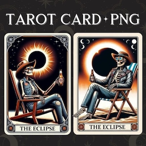 Eclipse solar 2024 Png, Tarot Card Png, Total Solar Eclipse Png, 8 de abril de 2024 png, Tarot Card Skulls, Diseño de sublimación Descarga digital