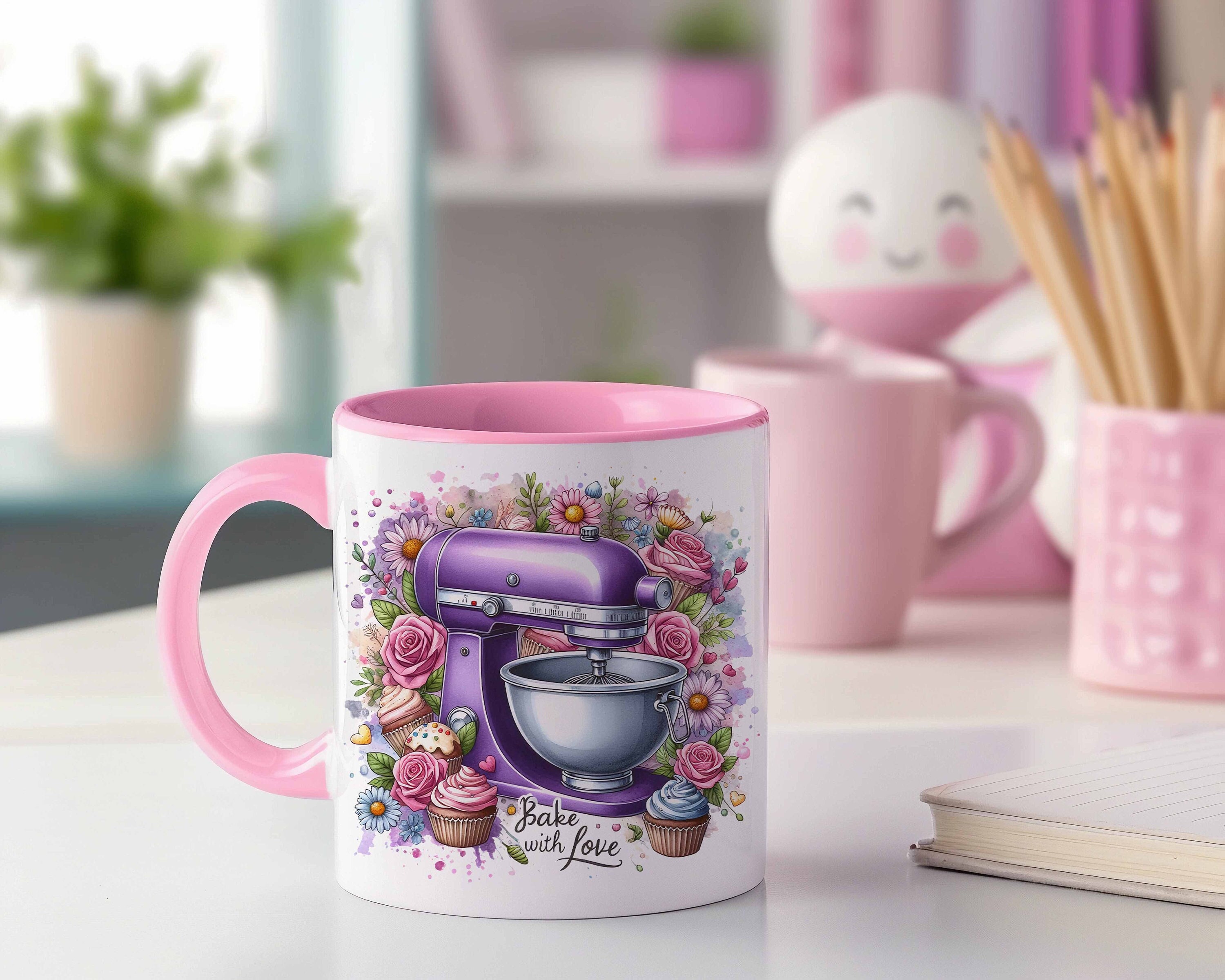 Bake with Love Mug Wrap, Baking Mug, Cooking Love Mug, Cooking Lover, 11oz and 15oz, Sublimation Design, Instant Digital Download PNG