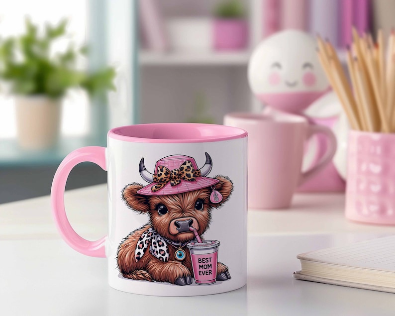 Highland Cow Mother's Day Mug Wrap 11oz and 15oz, Best Mom Ever Mug, Mom Day Mug, Mother's Day Wrap, Sublimation Design, Digital Download