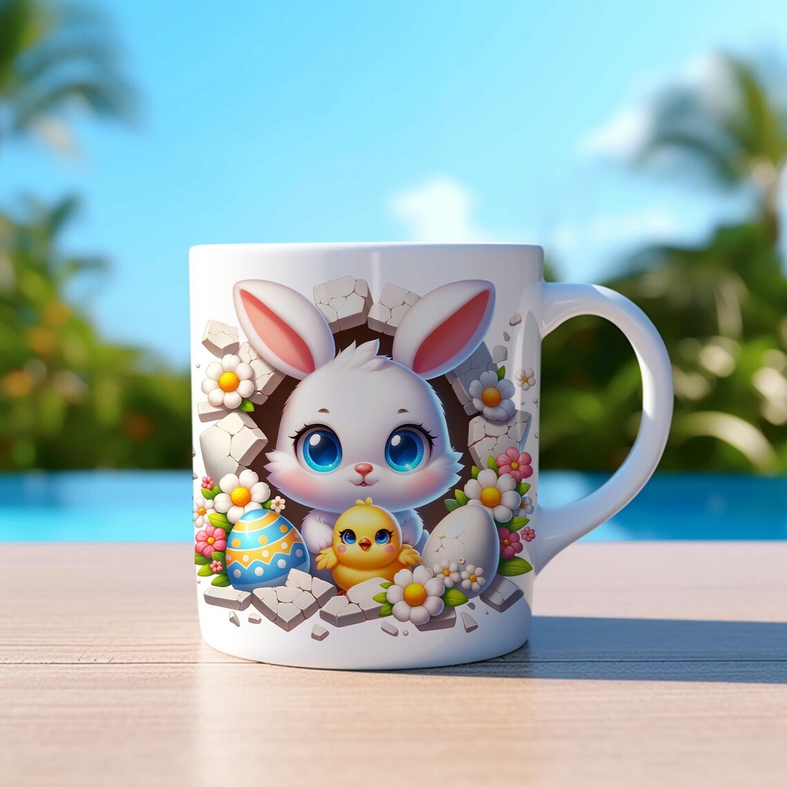 3D Bunny Mug Wrap 11oz and 15oz, Easter Mugs, Cute Easter Mug, Baby ...