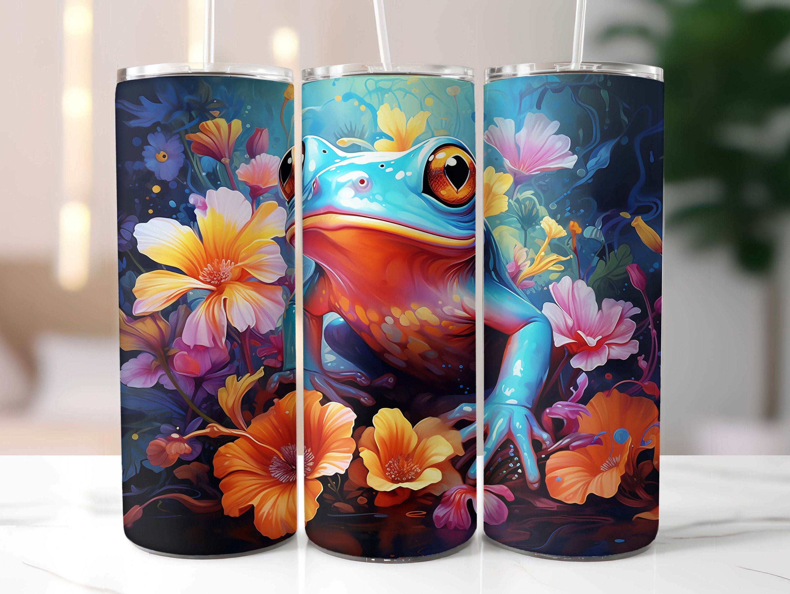 Frog Tumbler Wrap 20oz, Skinny Tumbler Sublimation Design, Nature ...