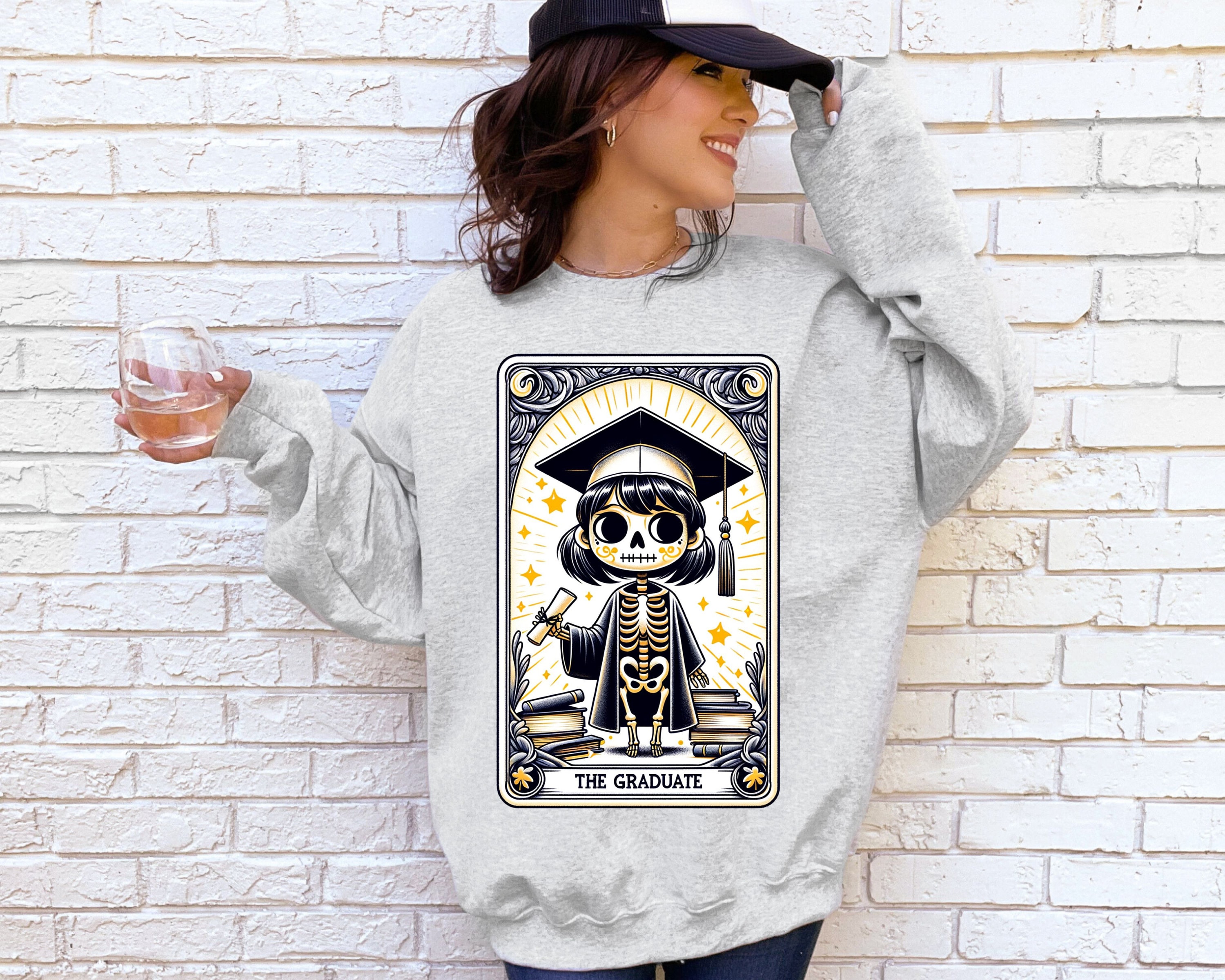 The Graduate PNG, the Graduate Skeleton Tarot Card Png, Graduate Shirt ...