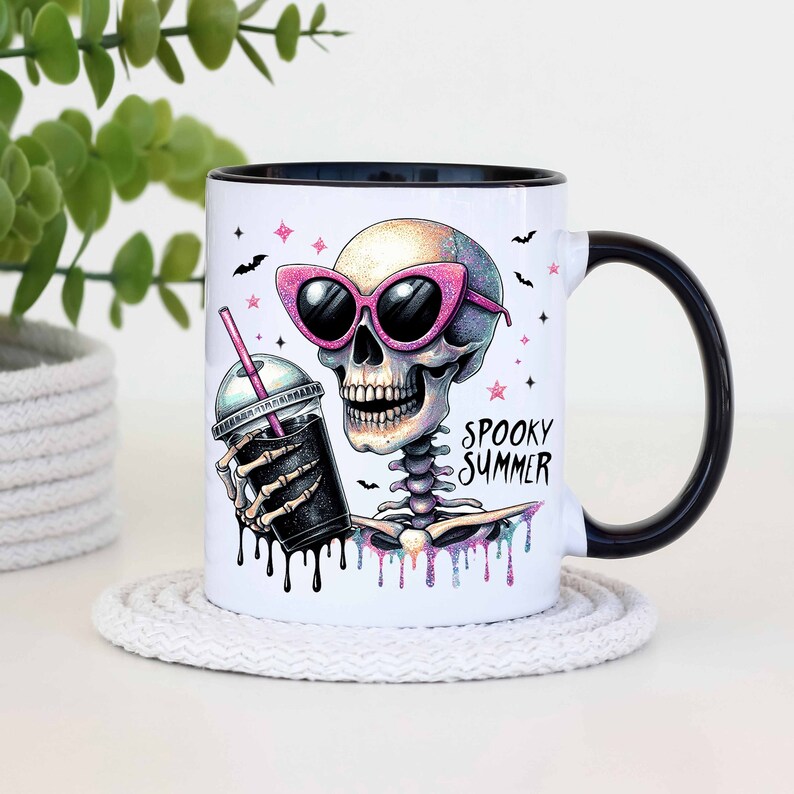 Spooky Summer Mug Wrap, Summer Skeleton Mug, Funny Skeleton Mug, 11oz and 15oz, Summer Vibes Sublimation Designs, Digital Download PNG