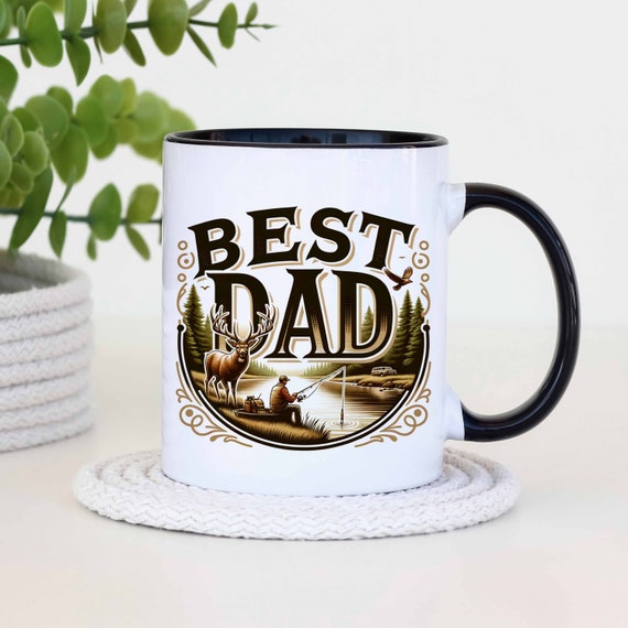 Hunting and Fishing Mug Wrap 11oz and 15oz, Father's Day Mug, Best Dad Mug, Sublimation Design, Mug Template, Instant Digital Download PNG