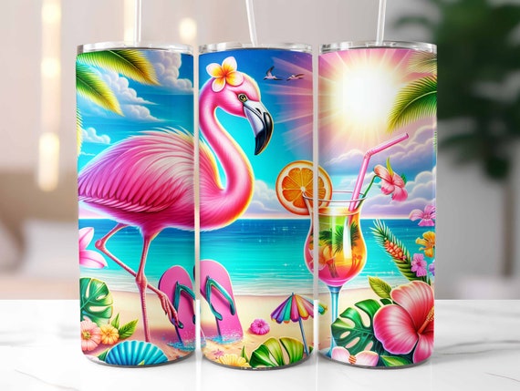 Summer Flamingo Tumbler Wrap, Summer Flamingo png, Summer Tumbler Wrap, 20oz Skinny Tumbler, Sublimation Design, Digital Download, PNG Files