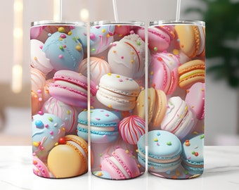 3D Macarons Tumbler Wrap, 20 oz Skinny Tumbler Sublimation, Straight and Tapered PNG, Instant Digital Download