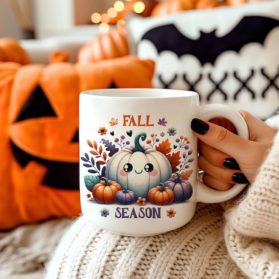 Fall Season Mug Wrap, Pumpkin Mug Wrap, Fall Vibes Mug, 11oz & 15oz, Autumn Sublimation Design, Digital Download, Fall Vibes PNG