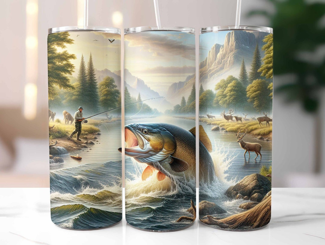 Fishing and Deer Hunting Tumbler Wrap 20oz Skinny Tumbler, Hunting ...