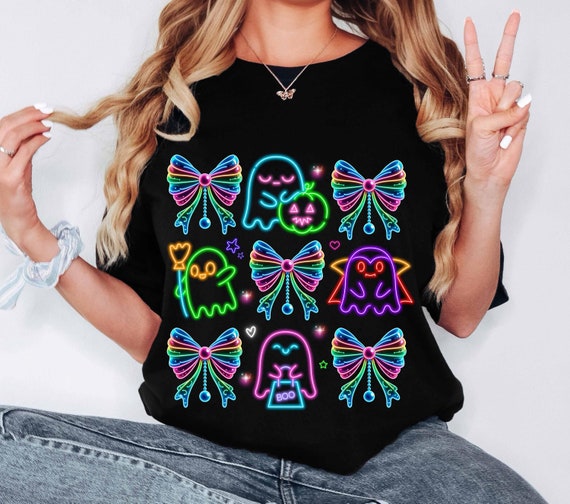 Halloween Ghost Neon png, Neon Ghost Coquette, Ghost Neon png, Coquette Halloween Neon png, Spooky Season png, Cute Halloween Ghost png