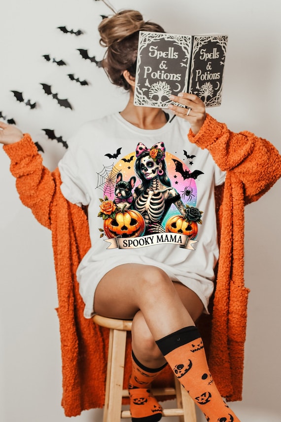 Spooky Mama Png, Halloween Dog Mom png, French Bulldog png, Halloween Skeleton png, Spooky Season Png, Halloween Png, Sublimation Designs